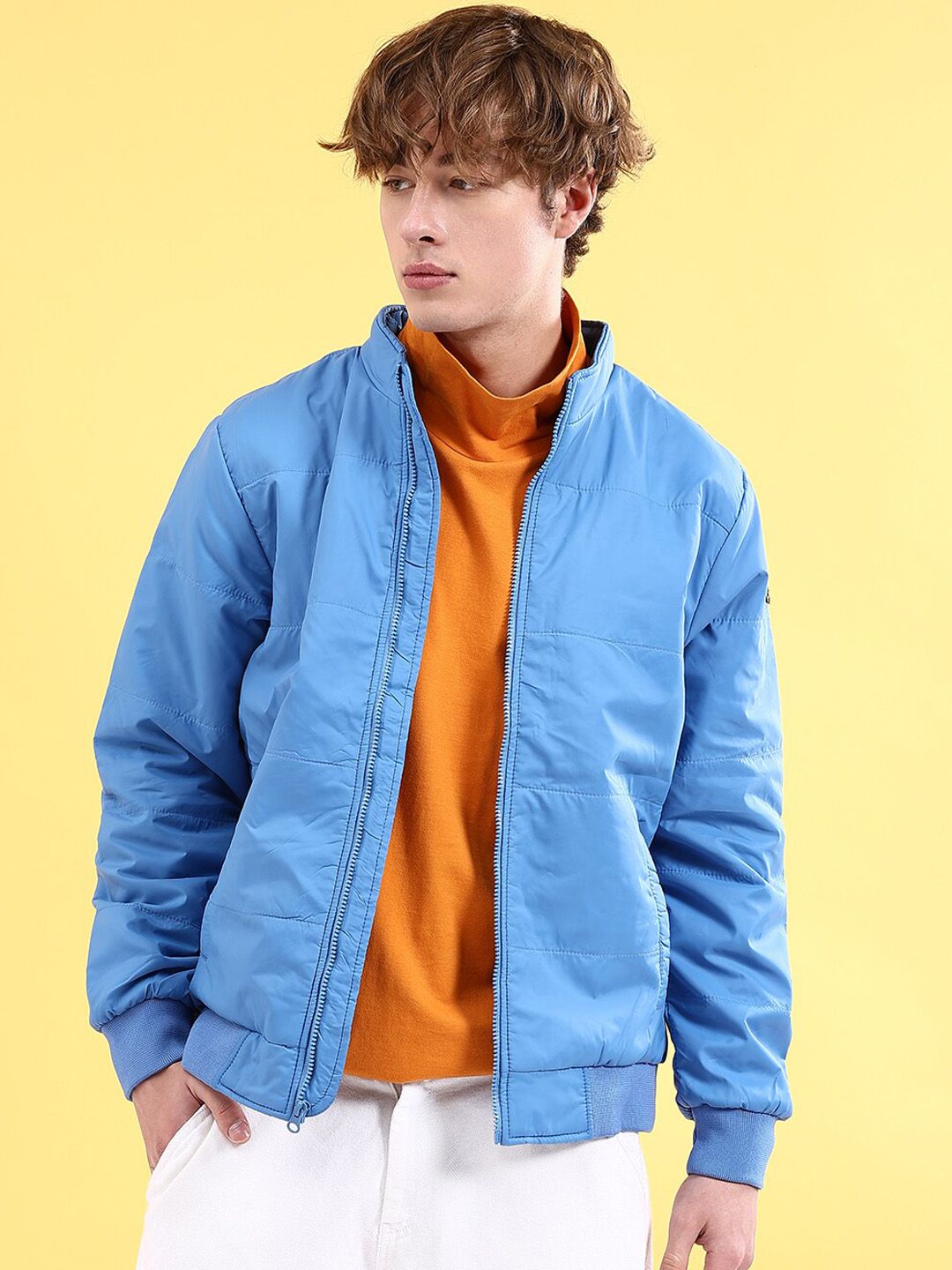 The Indian Garage Co Men Solid Regular Fit Bomber Jacket