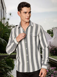 Thomas Scott Men Smart Slim Fit Opaque Striped Casual Shirt