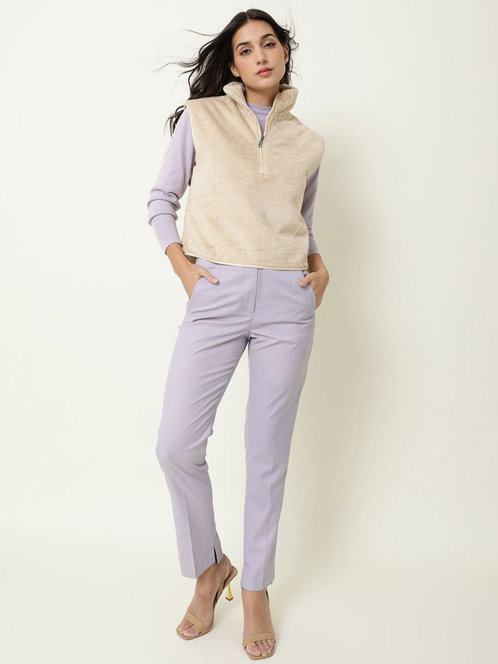 RAREISM Women Beige Solid Sweater Vest