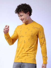 The Indian Garage Co Men Yellow Printed Pockets T-shirt