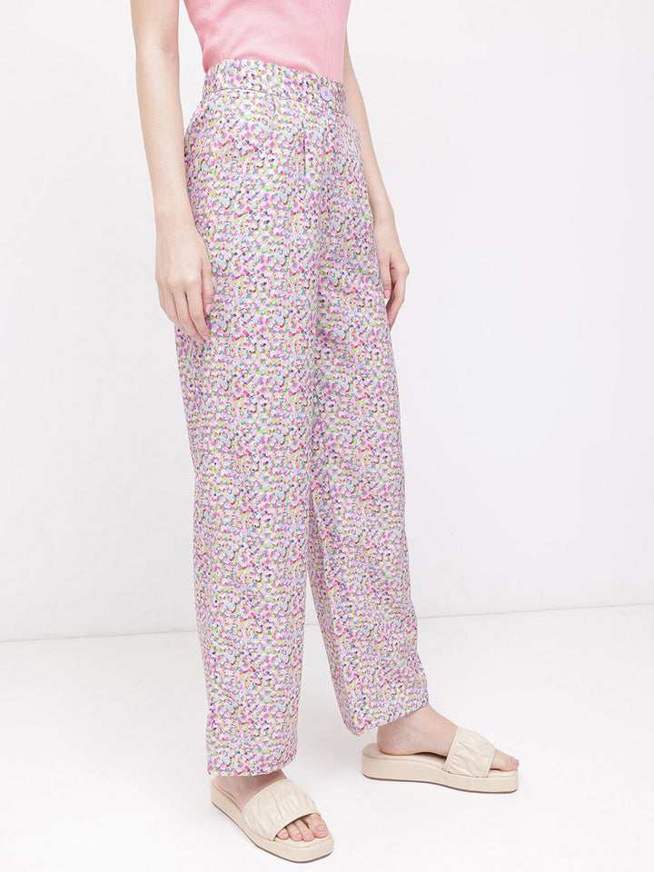DressBerry Women Ditsy Delight Wide Leg Trousers