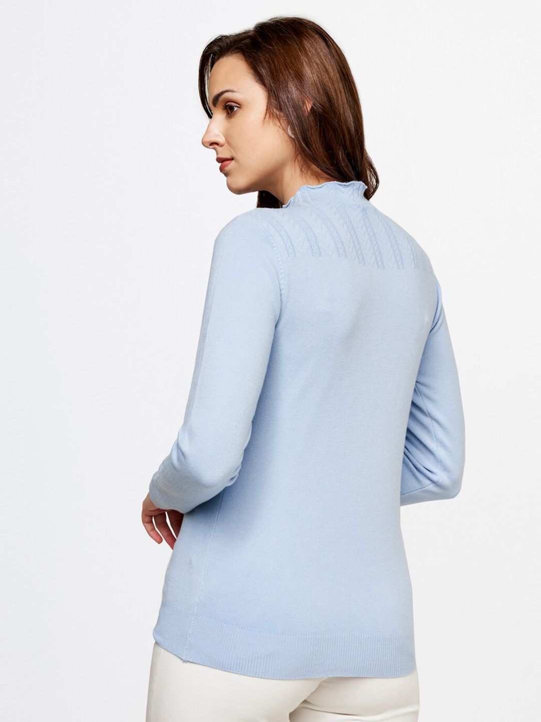 AND  Women Blue High neck Top
