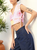 DressBerry Floral Printed Tie-Up Detail Crop Top
