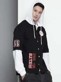 The Indian Garage Co Typography Printed Hooded Pure Cotton Casual Shirt