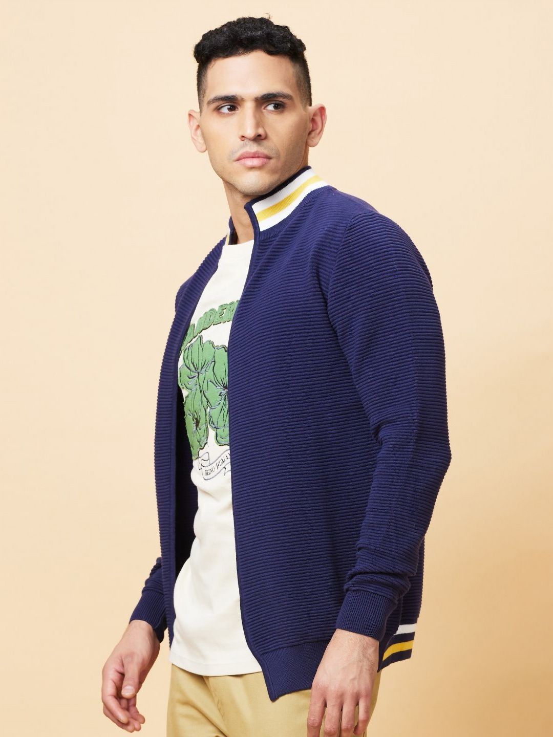 Being Human Men Colourblocked Tropical Applique T-shirt