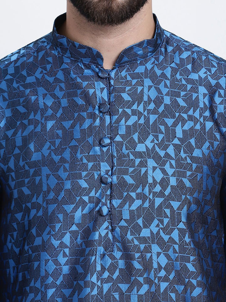 SOJANYA Kurta Kolar Mandarin Rekaan Tenun Geometrik