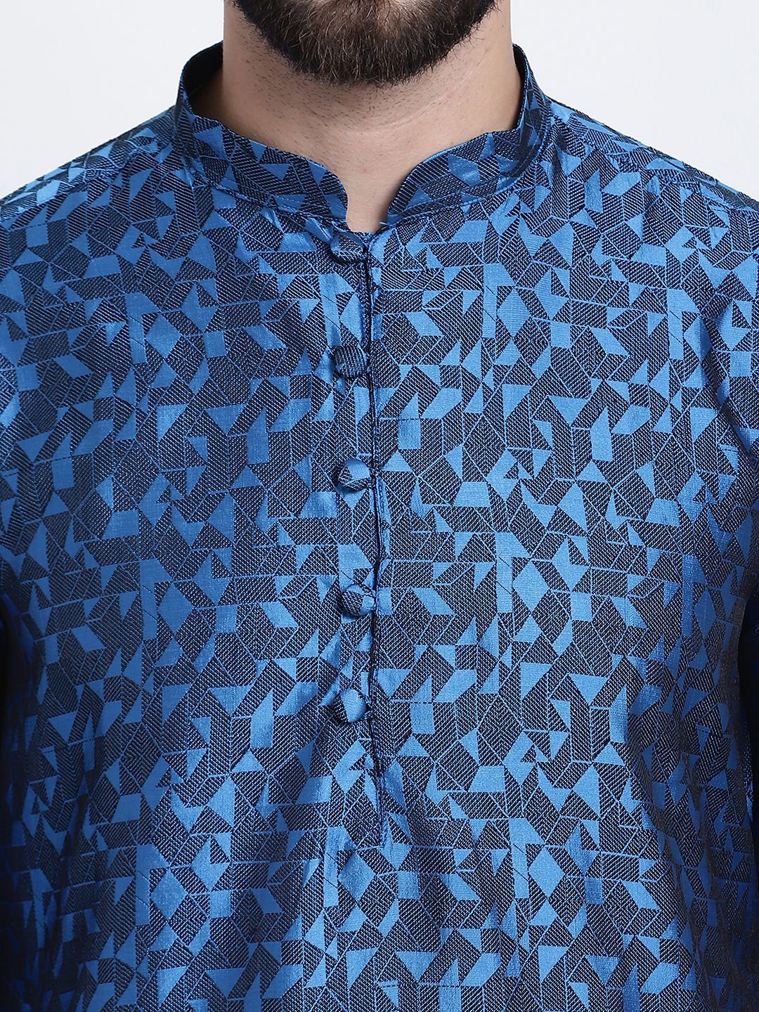 SOJANYA Kurta Kolar Mandarin Rekaan Tenun Geometrik