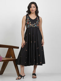W Floral Embroidered Fit & Flare Midi Dress