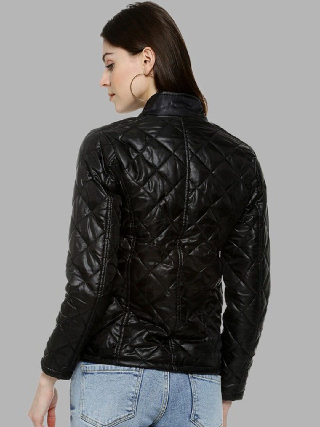 Campus Sutra Mandarin Collar Windcheater Outdoor Quilted Puffer Jacket