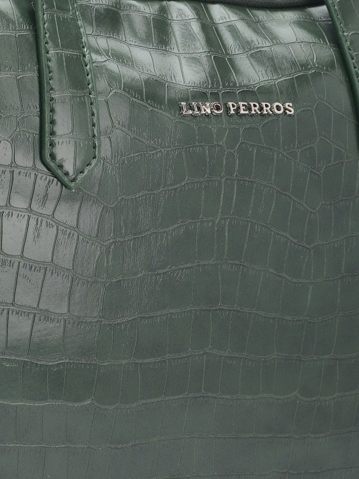 Lino Perros Women Croc Textured Structured Laptop Bag-16 Inches