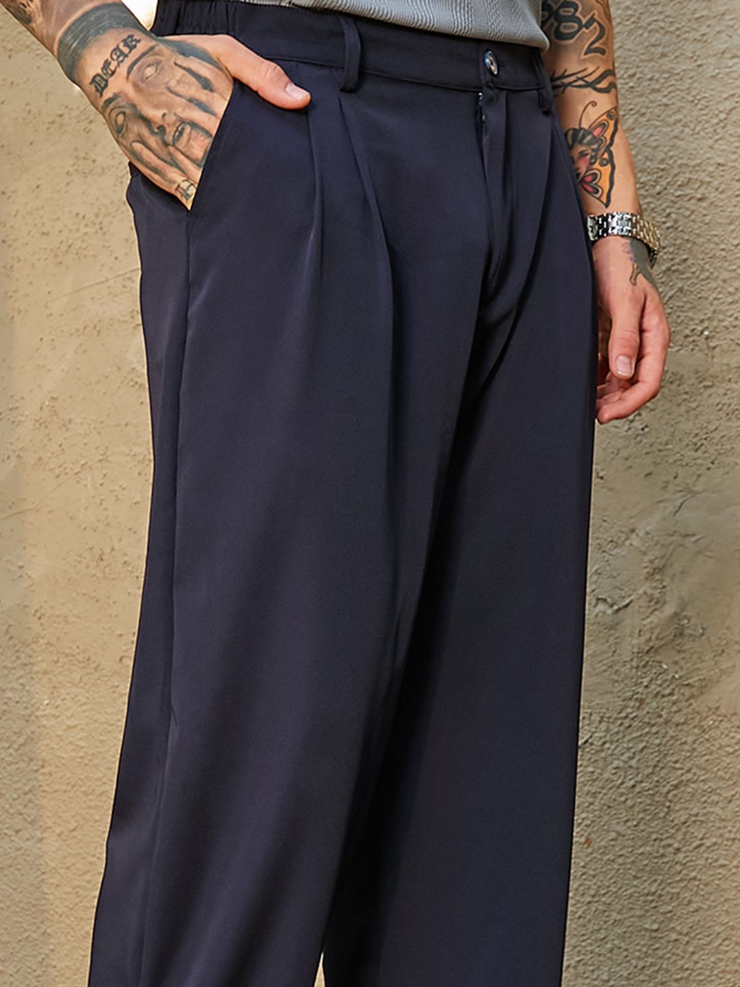 Campus Sutra Men Relaxed Fit Mid Rise Comfort Cotton Trousers