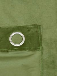 STITCHNEST Olive Green 2 Pieces Velvet  Black Out Door Curtains