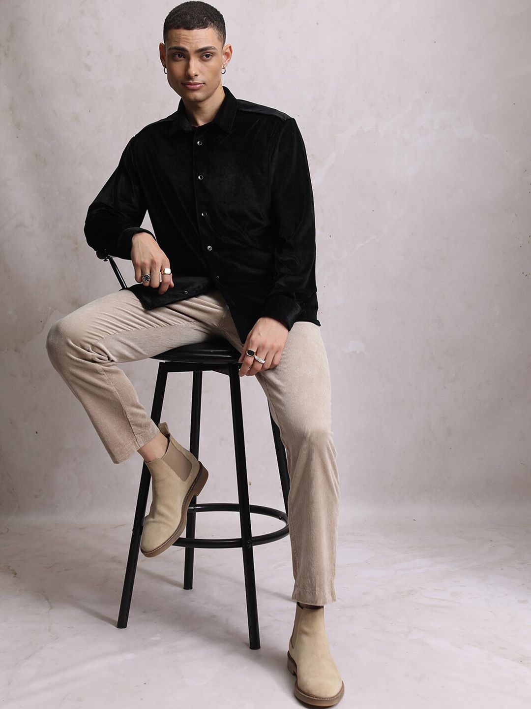 LOCOMOTIVE Velvet Textured Evening Casual Shirt