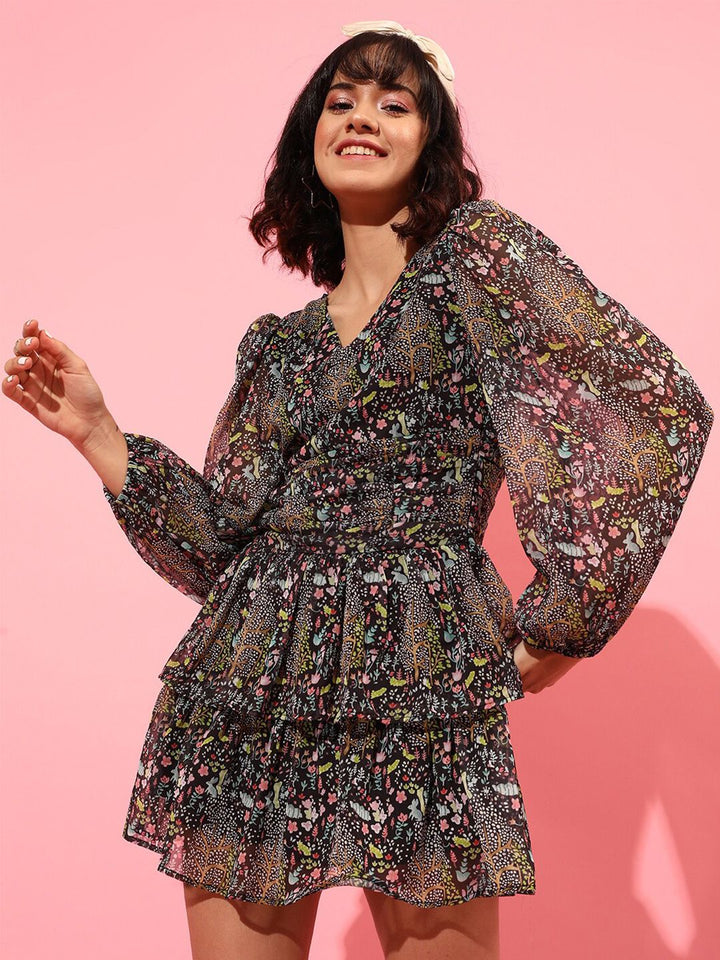 STREET 9 Floral Printed A-Line Mini Dress