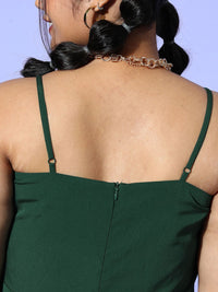 Berrylush Curve Women  Green Solid Wrap It Up Dress
