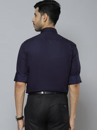 DENNISON Men Navy Blue Solid Smart Cotton Formal Shirt