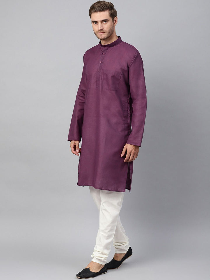 SOJANYA Mandarin Collar Patch Poket Linen Kapas Lurus Kurta