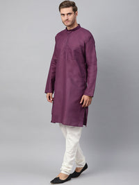 SOJANYA Mandarin Collar Patch Poket Linen Kapas Lurus Kurta