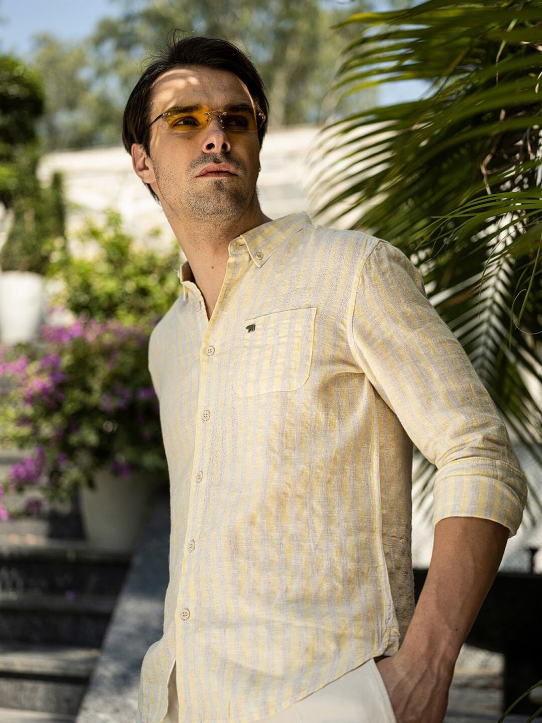 THE BEAR HOUSE Striped Spread Collar Slim Fit Opaque Casual Shirt