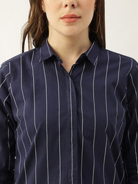 Hancock Sport Slim Fit Vertical Stripes Striped Cotton Casual Shirt