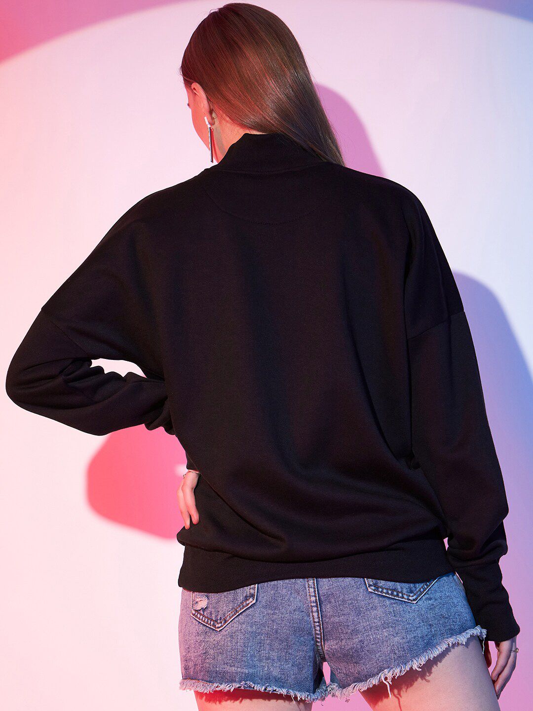 STREET 9 Graphic Printed Turtle Neck Fleece Pullover Sweatshirt