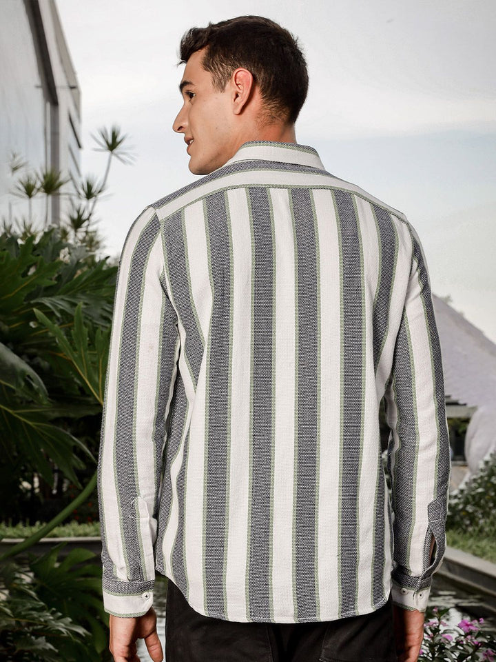 Thomas Scott Men Smart Slim Fit Opaque Striped Casual Shirt