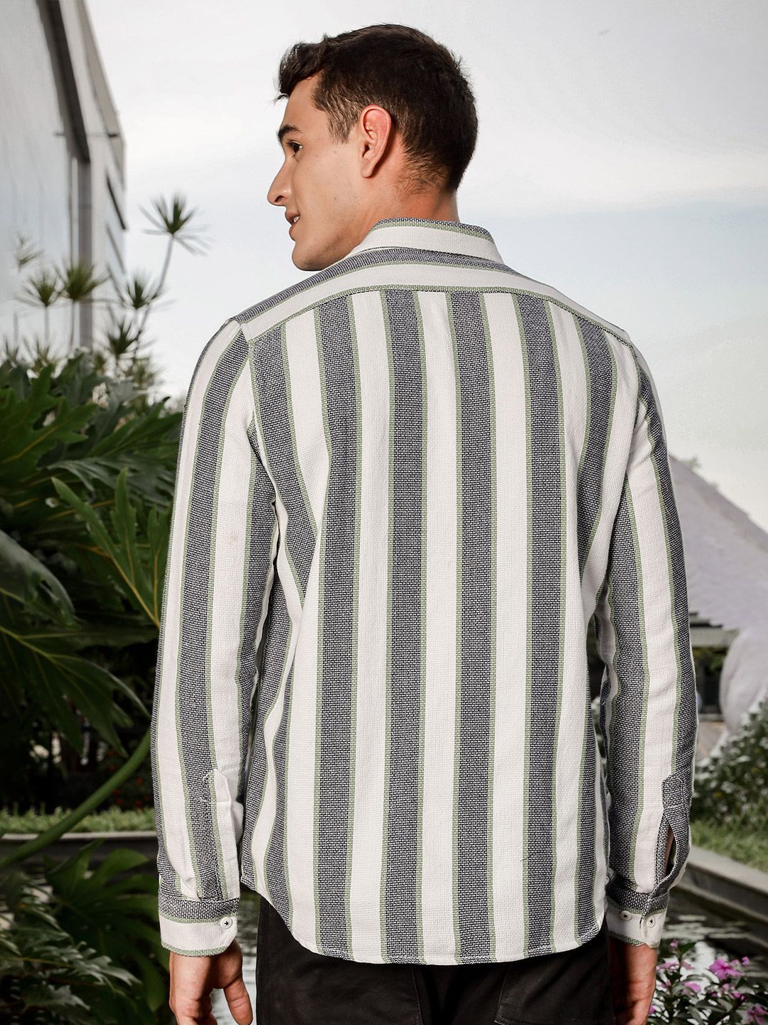 Thomas Scott Men Smart Slim Fit Opaque Striped Casual Shirt