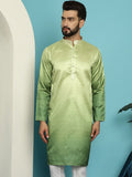 SOJANYA Motif Etnik Rekaan Tenunan Jacquard Mandarin Collar Straight Kurta