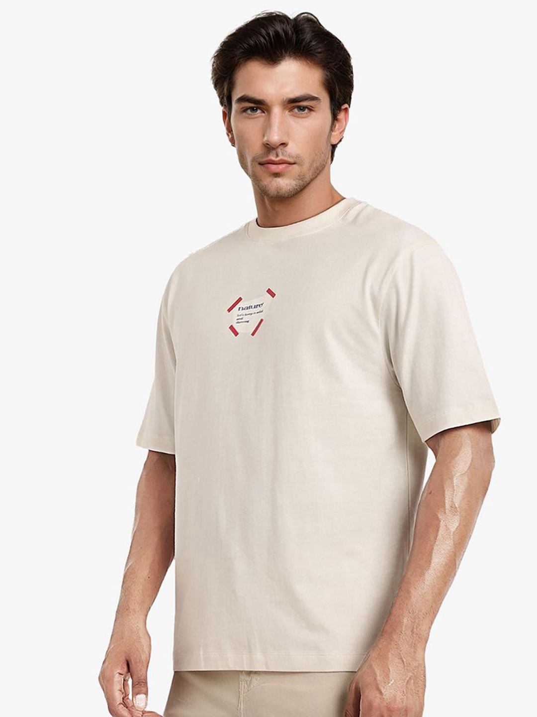 RARE RABBIT Men Graphic Printed Graphic Print Others Round Neck Cotton Oversized T-Shirt