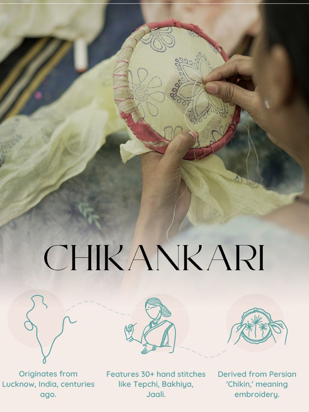 Rumah Chikankari Wanita Navy Blue Mulmul Chikankari Sulam Kurta