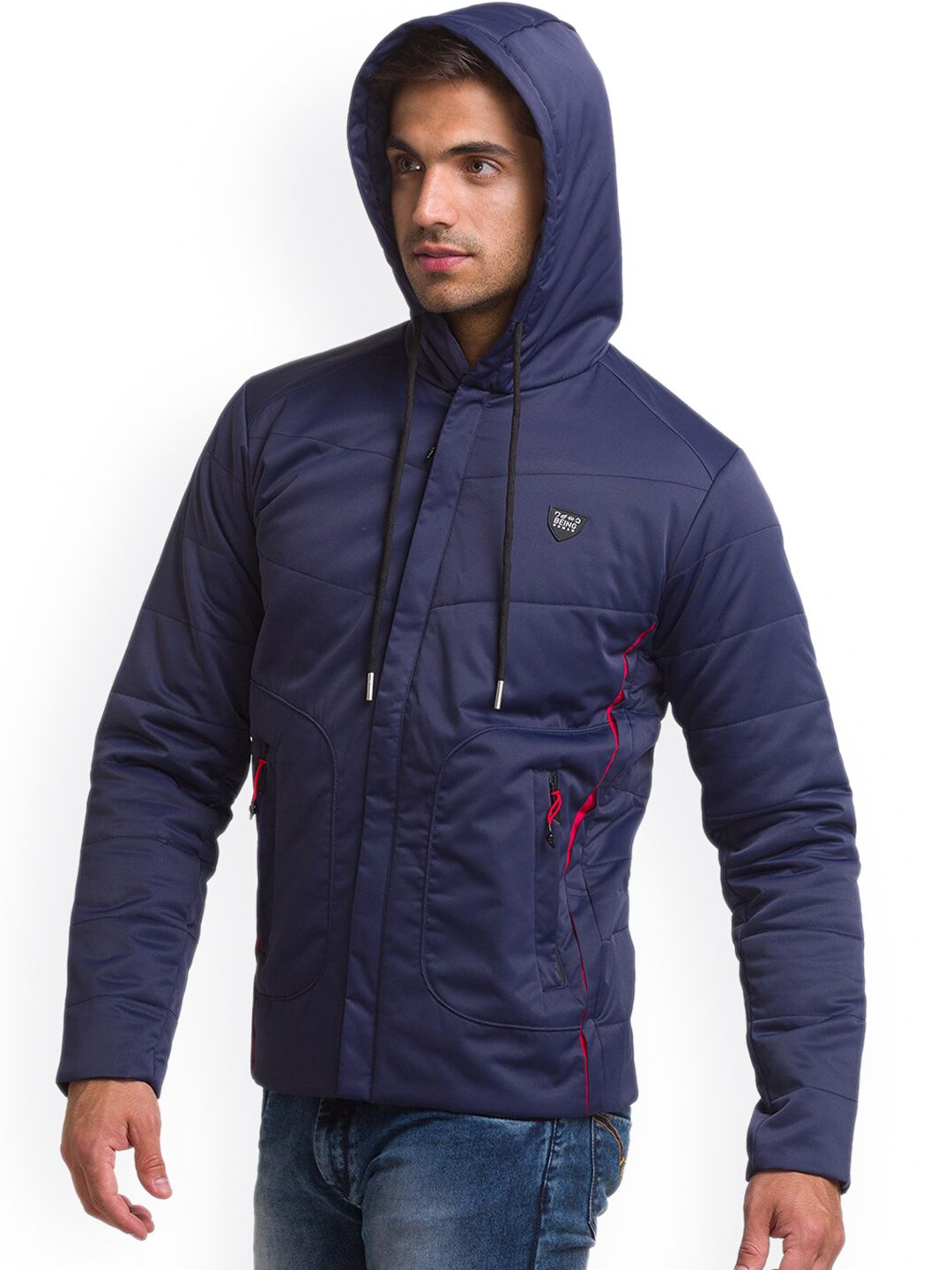 Being Human Men Blue Longline Padded Jacket