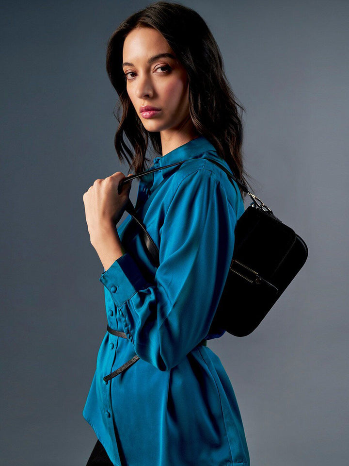 AND Cuffed Sleeves Shirt Style Top
