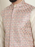 SOJANYA Jaket Tenun Nehru Bersulam