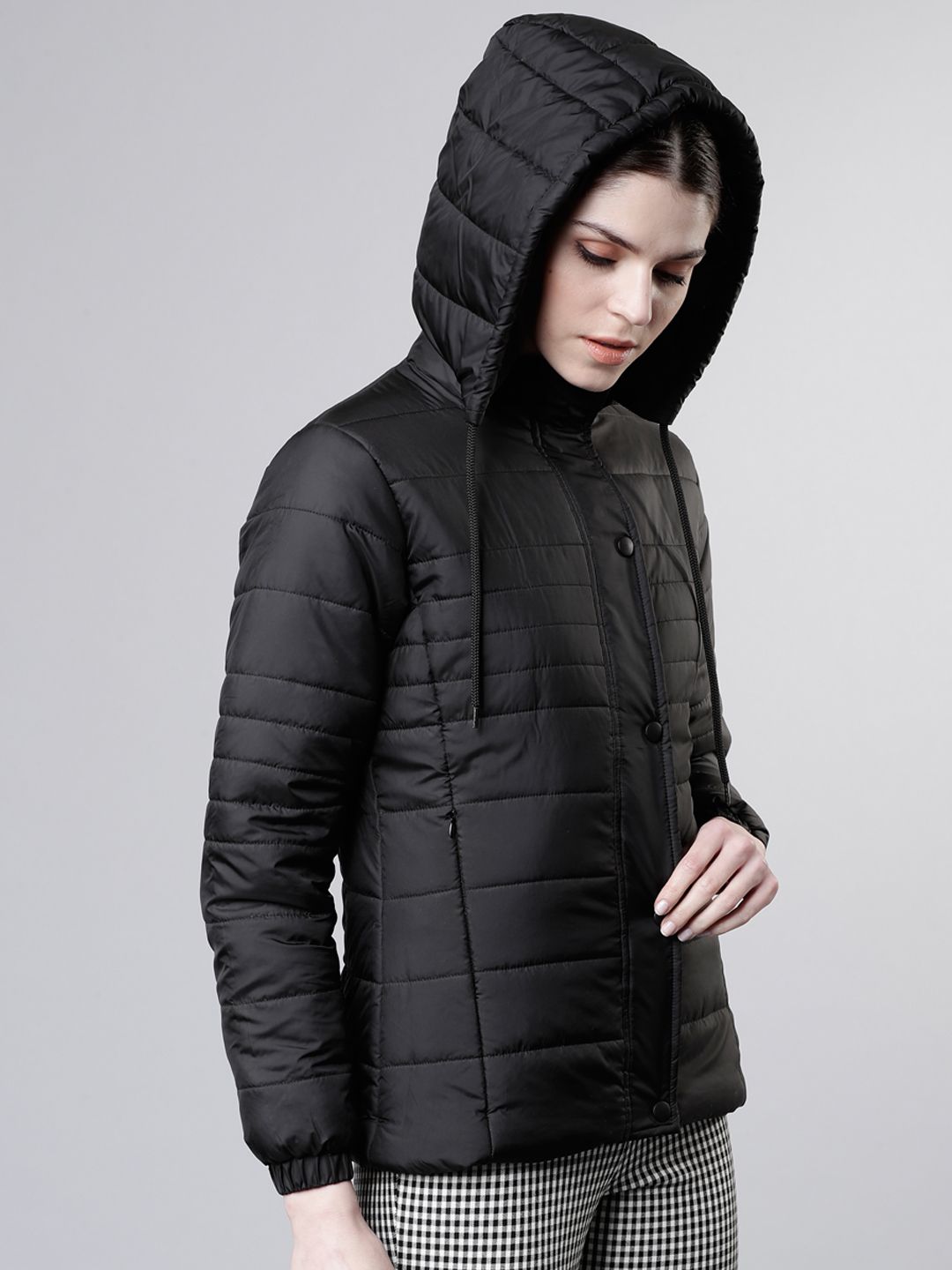 Tokyo Talkies Women Black Solid Puffer Jacket