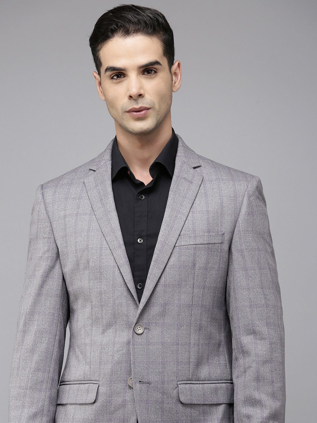 Park Avenue Super Slim Fit Checked Single Breasted Blazer