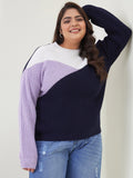 CURVY STREET Women Plus Size Colourblocked Acrylic Pullover