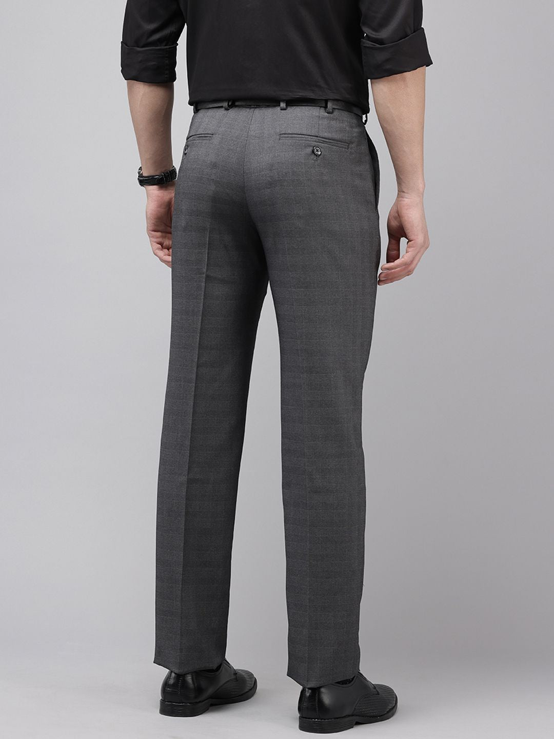 Park Avenue Men Checked Smart Fit Formal Trousers