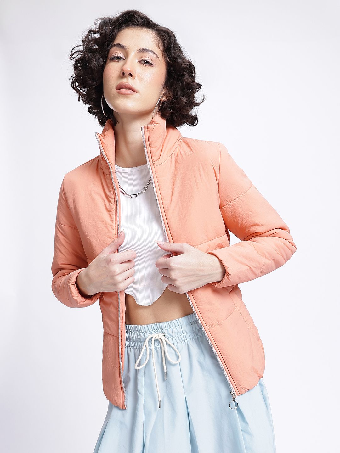 DressBerry Effortless Layering Mock Collar Padded Jacket