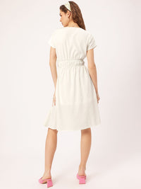 DressBerry Delicate Dream Seersucker Cinched Waist A-Line Dress
