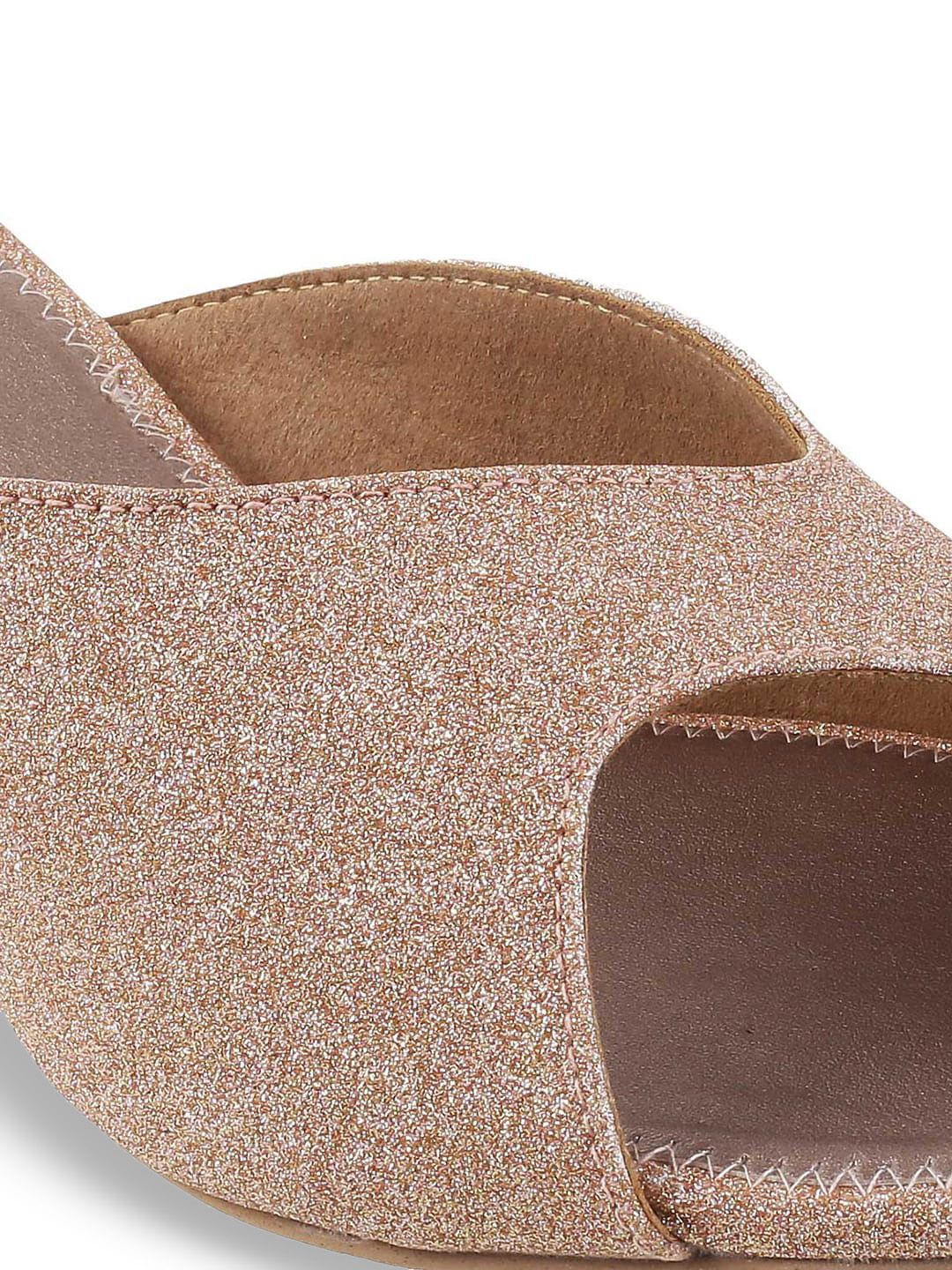 Mochi Women Gold-Toned Solid Sandals
