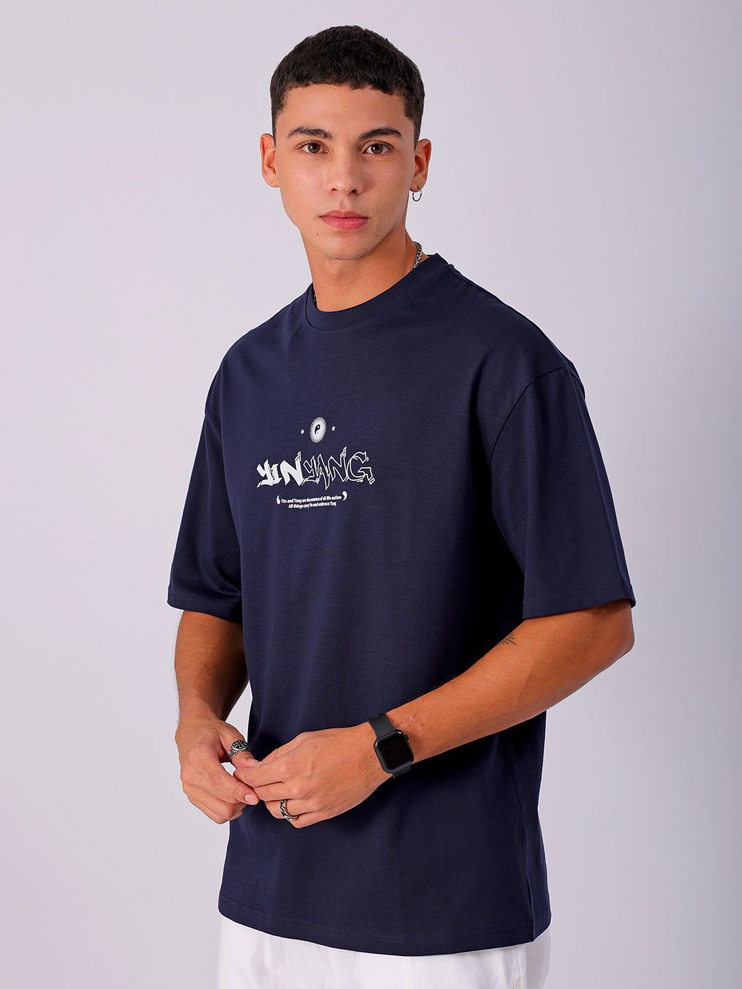 The Indian Garage Co Men Back Printed Boxy Oversized Round Neck T-shirt