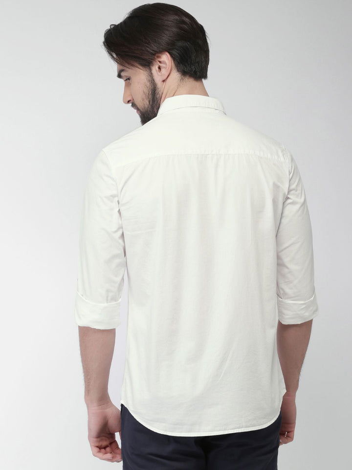 HIGHLANDER Men White Slim Fit Casual Shirt
