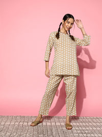 SANSKRUTIHOMES Printed Pure Cotton Tunic With Trousers