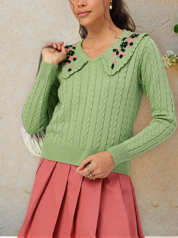 Dressberry Pure Acrylic Cable Cable Knit Pullover