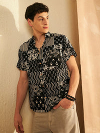 DENNISON Block Printed Oversized Lightweight Casual Shirt
