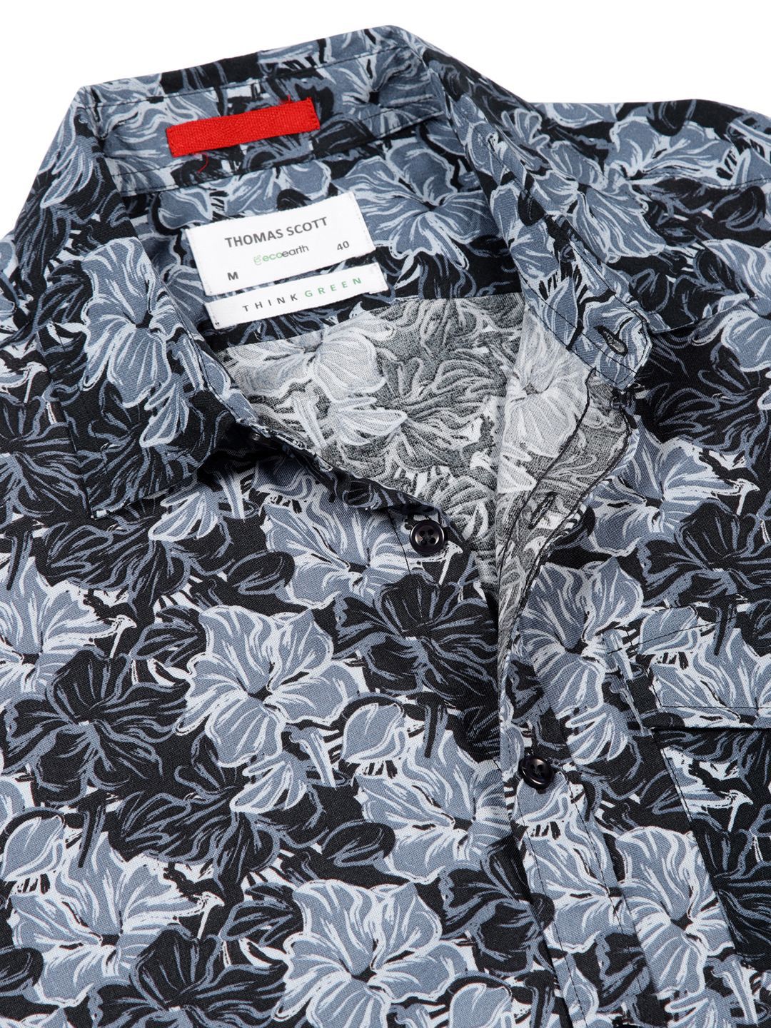 Thomas Scott Men Premium Floral Printed Cutaway Collar Casual Shirt