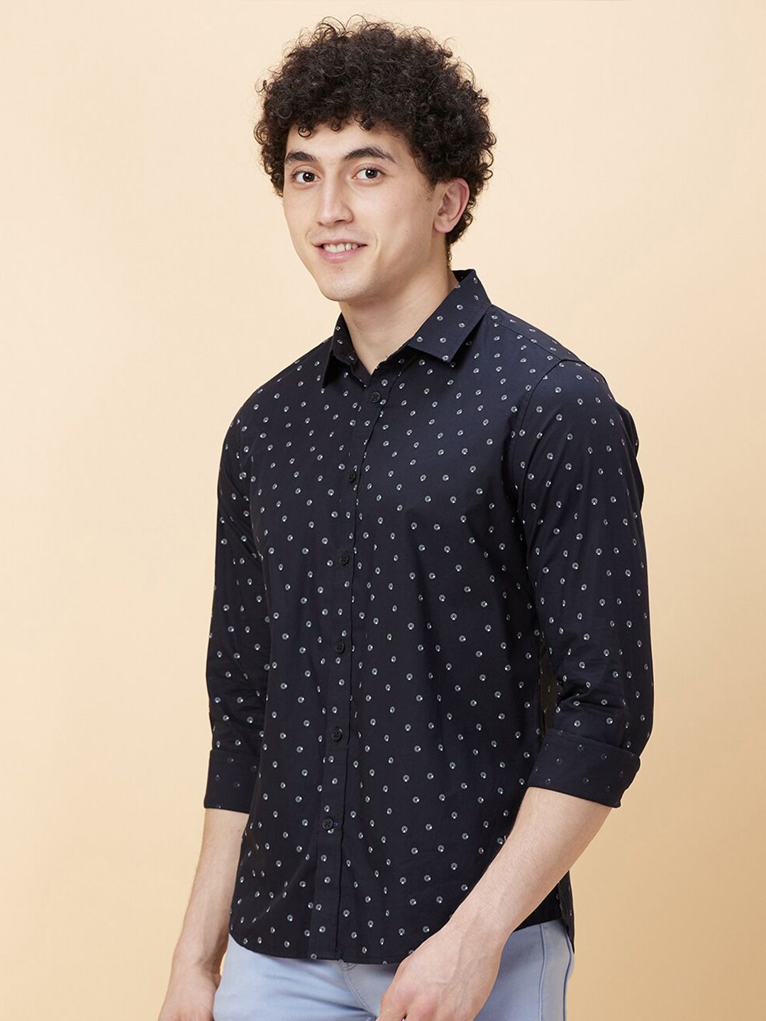 Being Human Slim Fit Opaque Printed Pure Cotton Casual Shirt