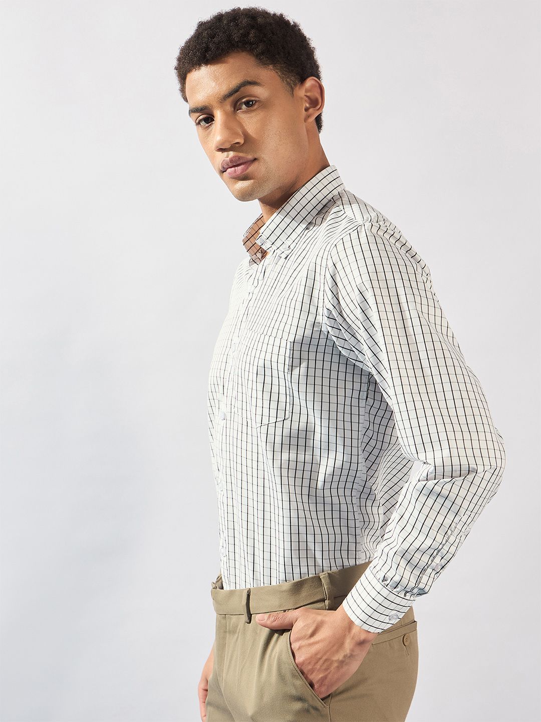 DENNISON Men Smart Micro Checks Formal Shirt