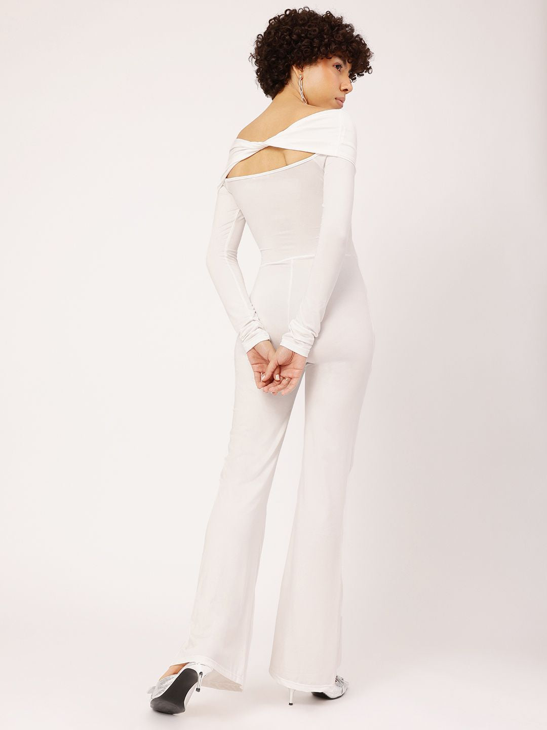 DressBerry Luxe Layered Off-Shoulder Styled Back Wrap Jumpsuit