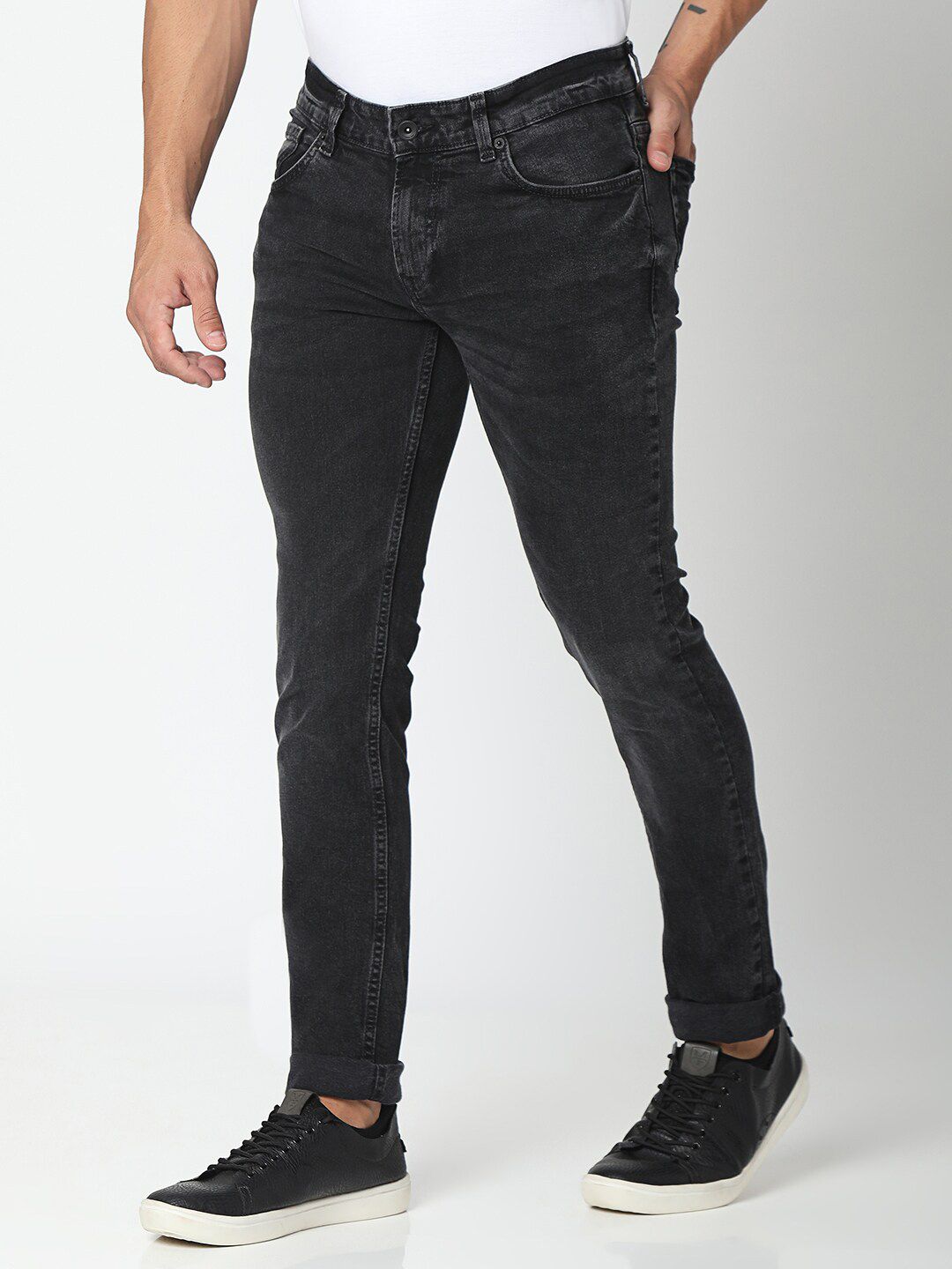 SPYKAR Men Black Slim Fit Low-Rise Jeans